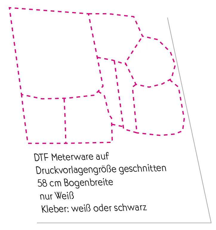 DTF-Bogen 58cm breit, nur Weiß, auf Bögen geschnitten