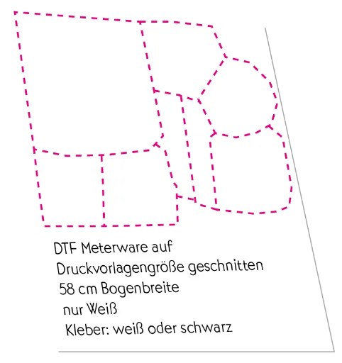 DTF-Bogen 58cm breit, nur Weiß, auf Bögen geschnitten